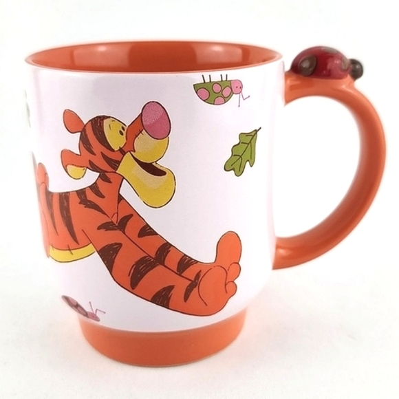 Disney Tigger Winnie The Pooh Mug Orange White 3D Scupted Lady Bug 🐞 - Picture 1 of 11